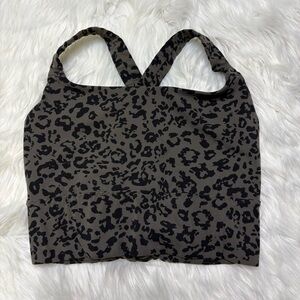 Athleta warrior long line sports bra in leopard print size xs